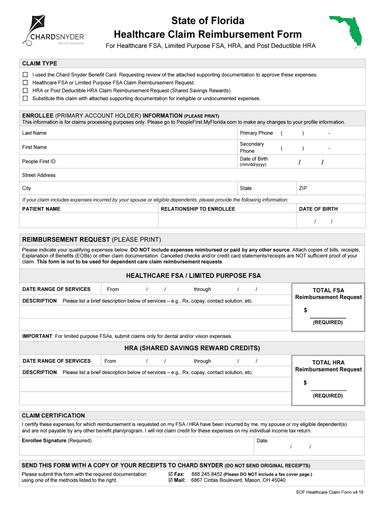  Healthcare Claim Reimbursement Form 2019-2024