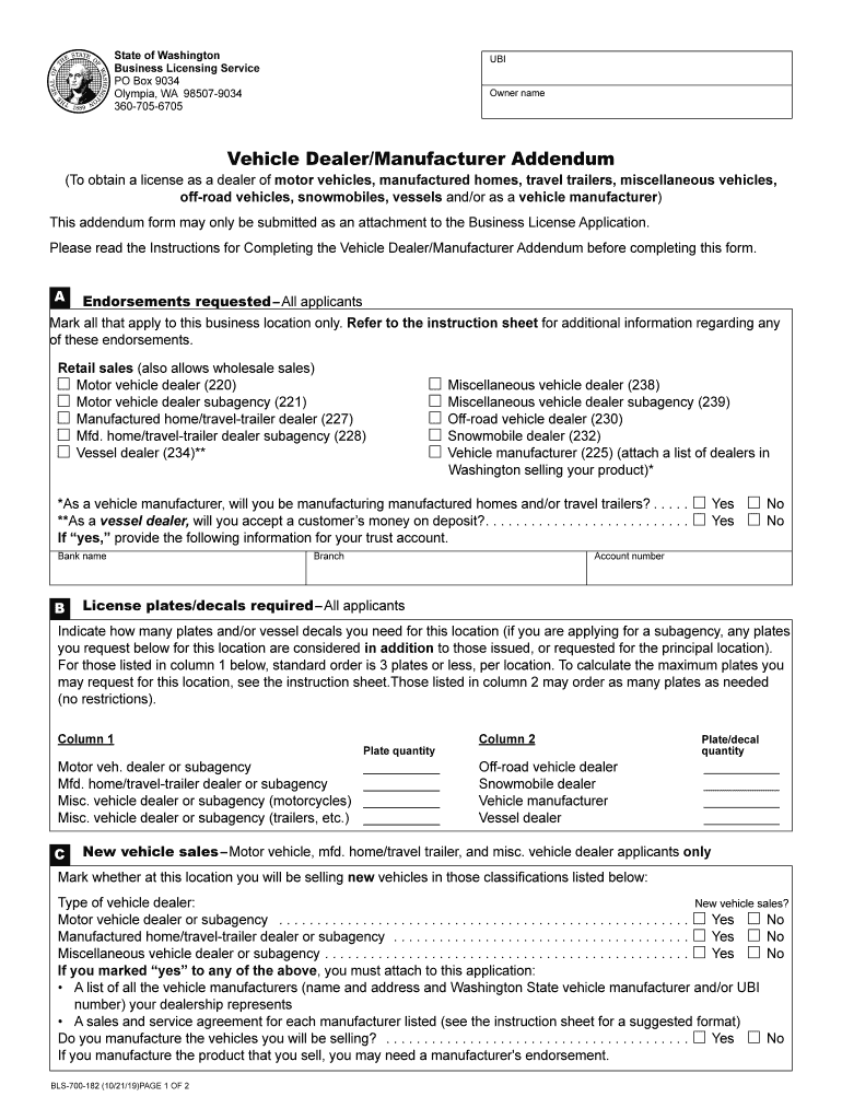 Washington Revenue  Form