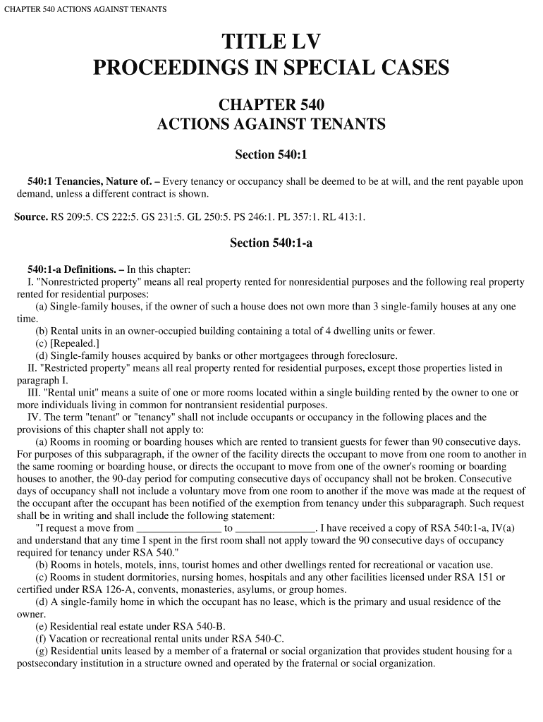 CHAPTER 540 ACTIONS AGAINST TENANTS  Form