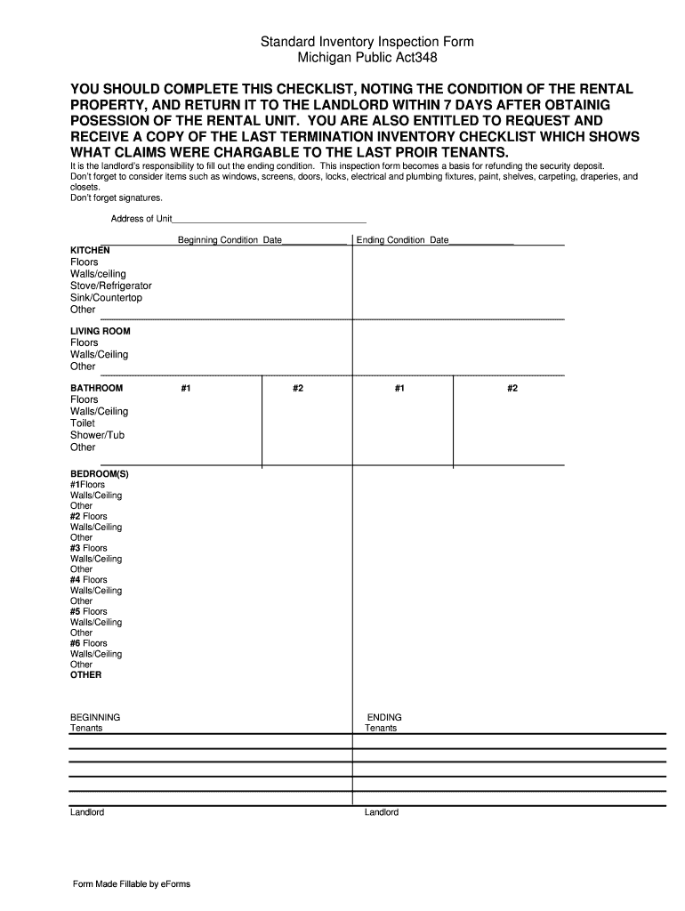 Standard Inventory Inspection Form Template Net