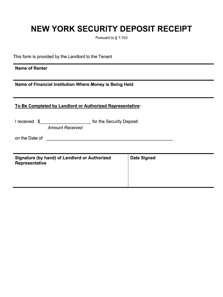 New York Security Deposit Receipt Form DOCX