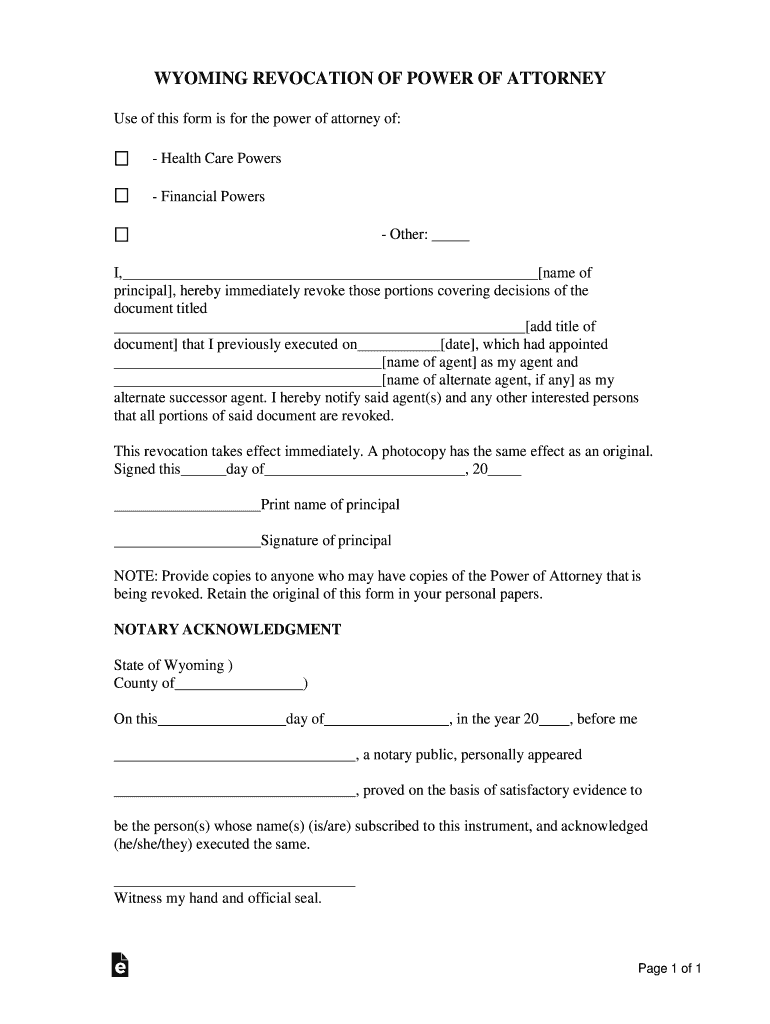 WYOMING LIMITED POWER of ATTORNEY FORM I NOTICE