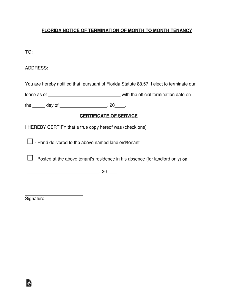 Florida Lease Termination Letter PDF  Form