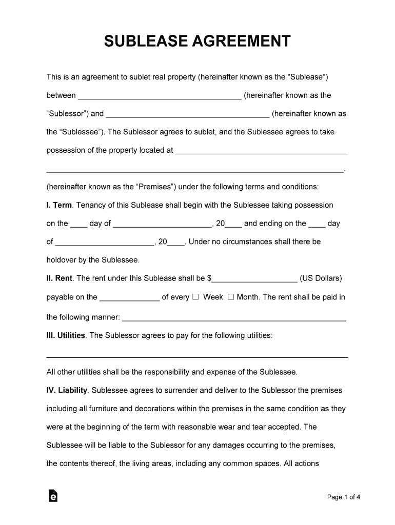 Sublease Agreement MindMeister  Form