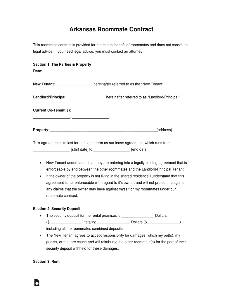 New Jersey Roommate Agreement EForms