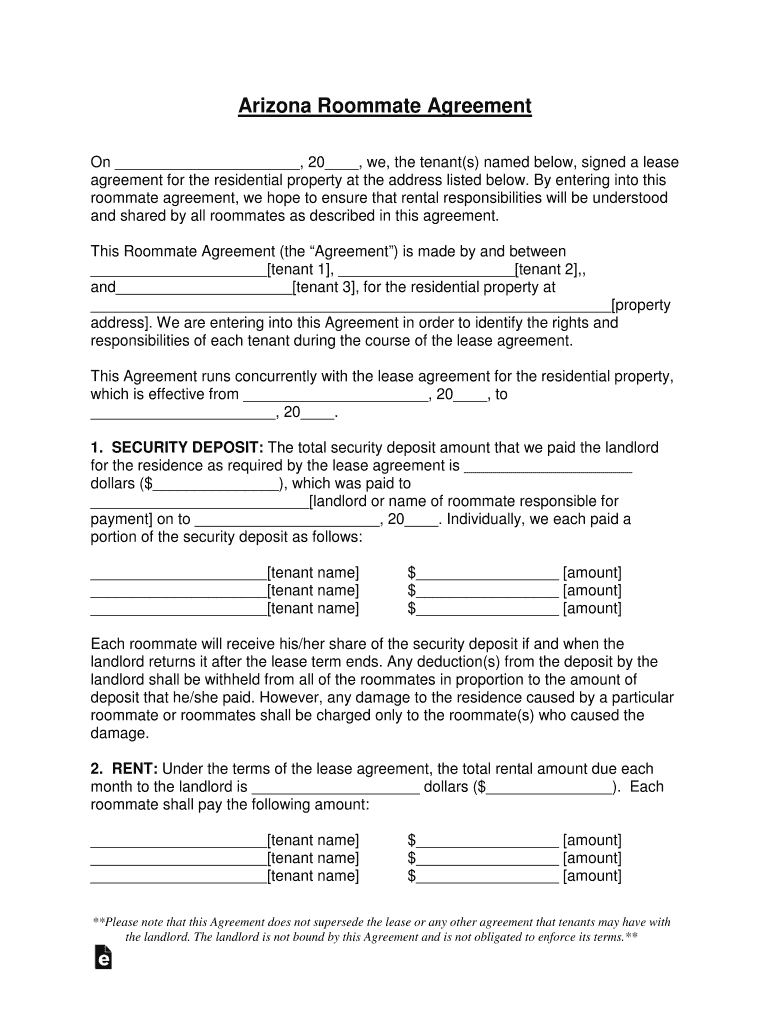 Roommate Rental Agreement Template Get Sample  Form