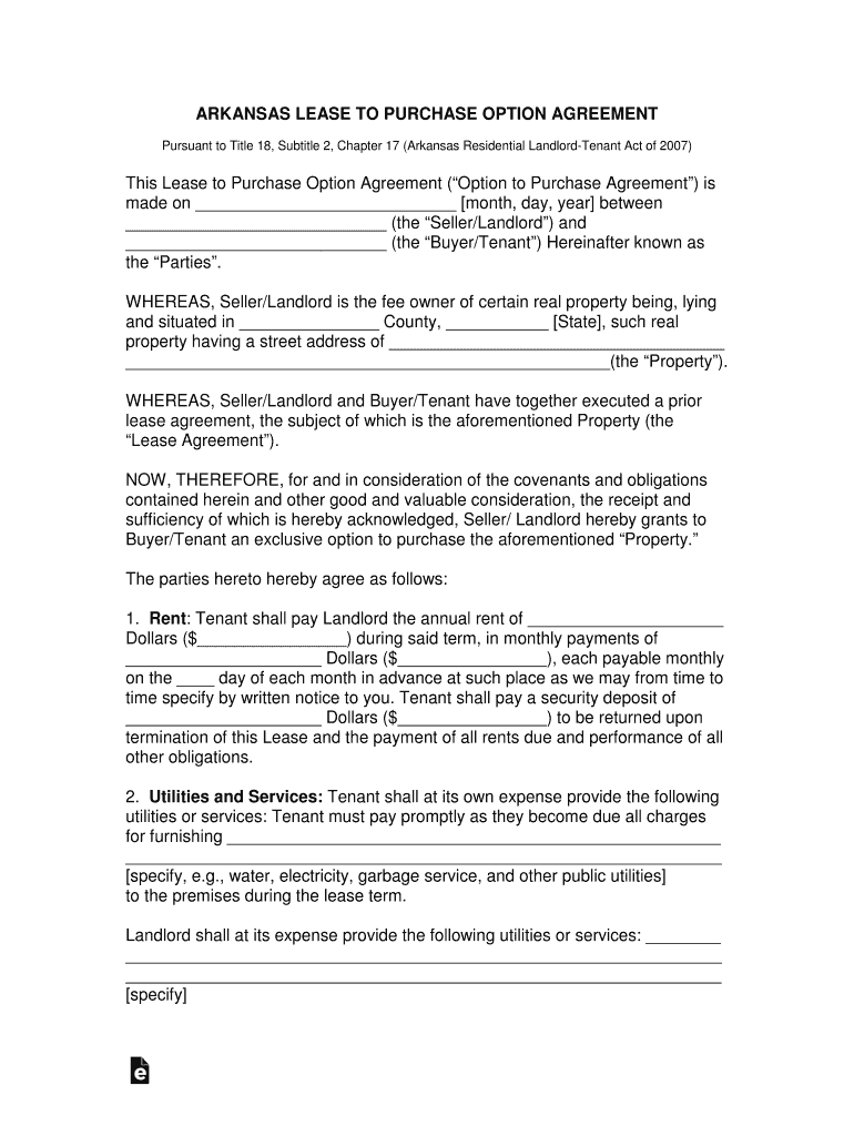 Arkansas Standard Residential Lease Agreement Template  Form