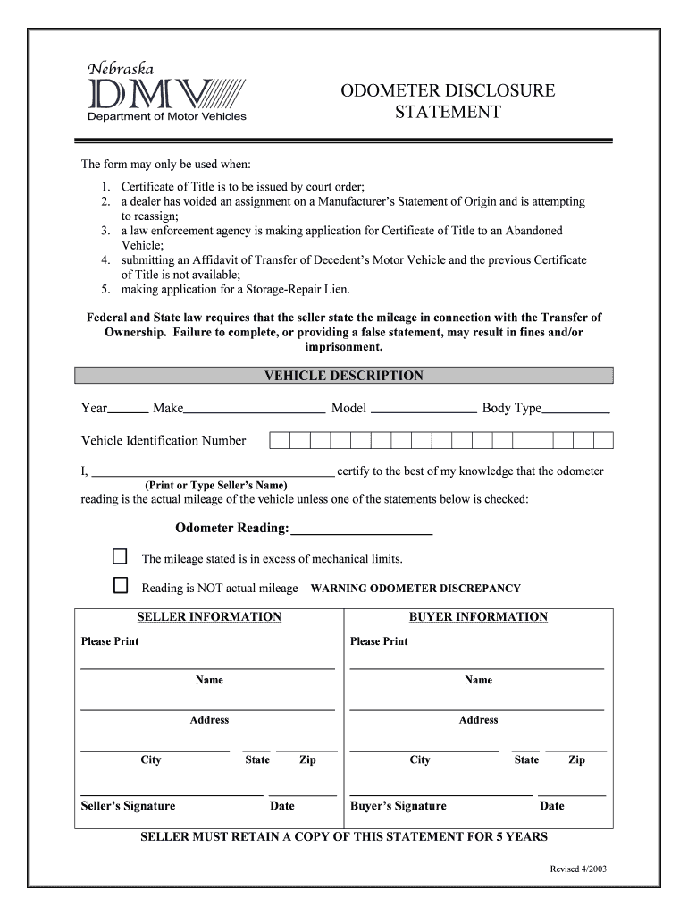  Mutilated Title Nebraska DMV Nebraska Gov 2003