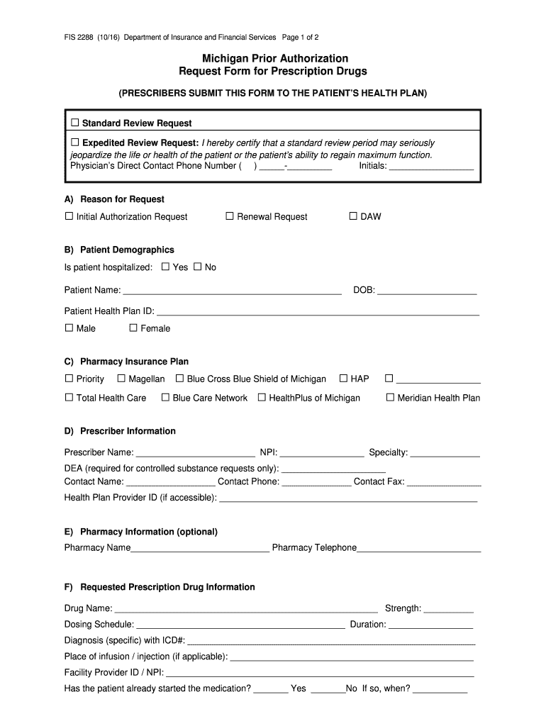  Michigan Authorization Form 2016-2024