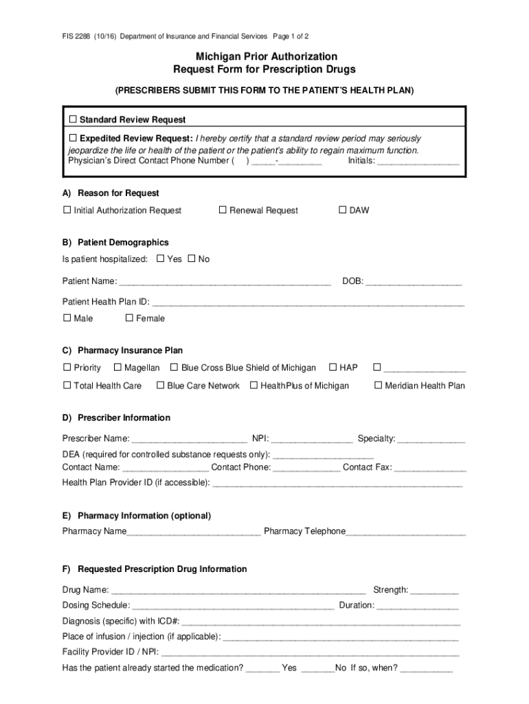  Michigan Authorization Form 2016-2024