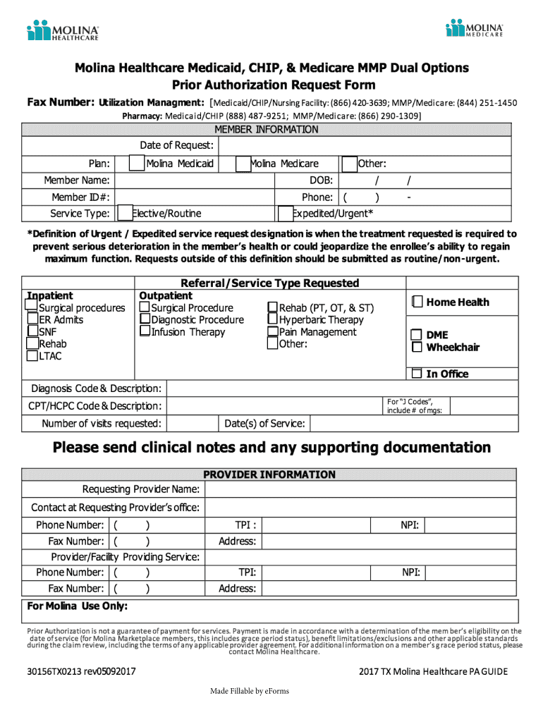 Molina Texas Prior Authorization Form