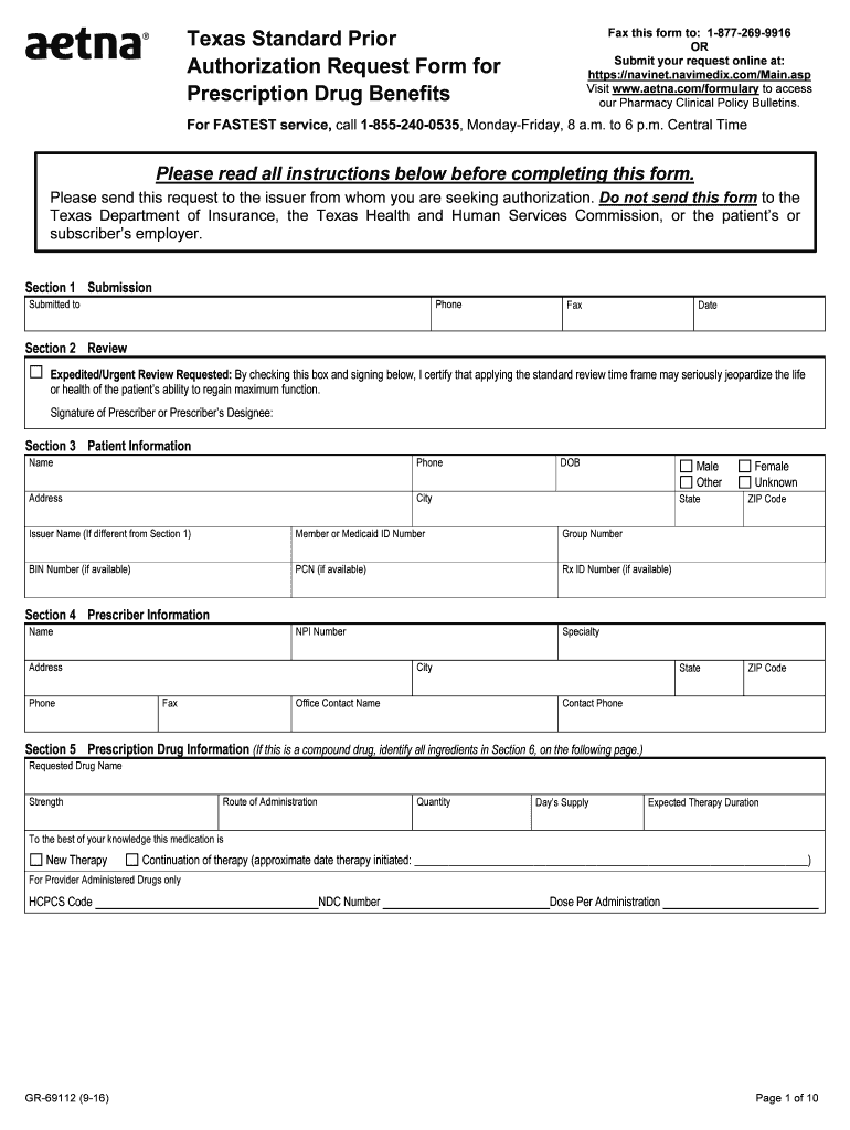 Get and Sign Aetna Prescription Authorization Form 2016-2022