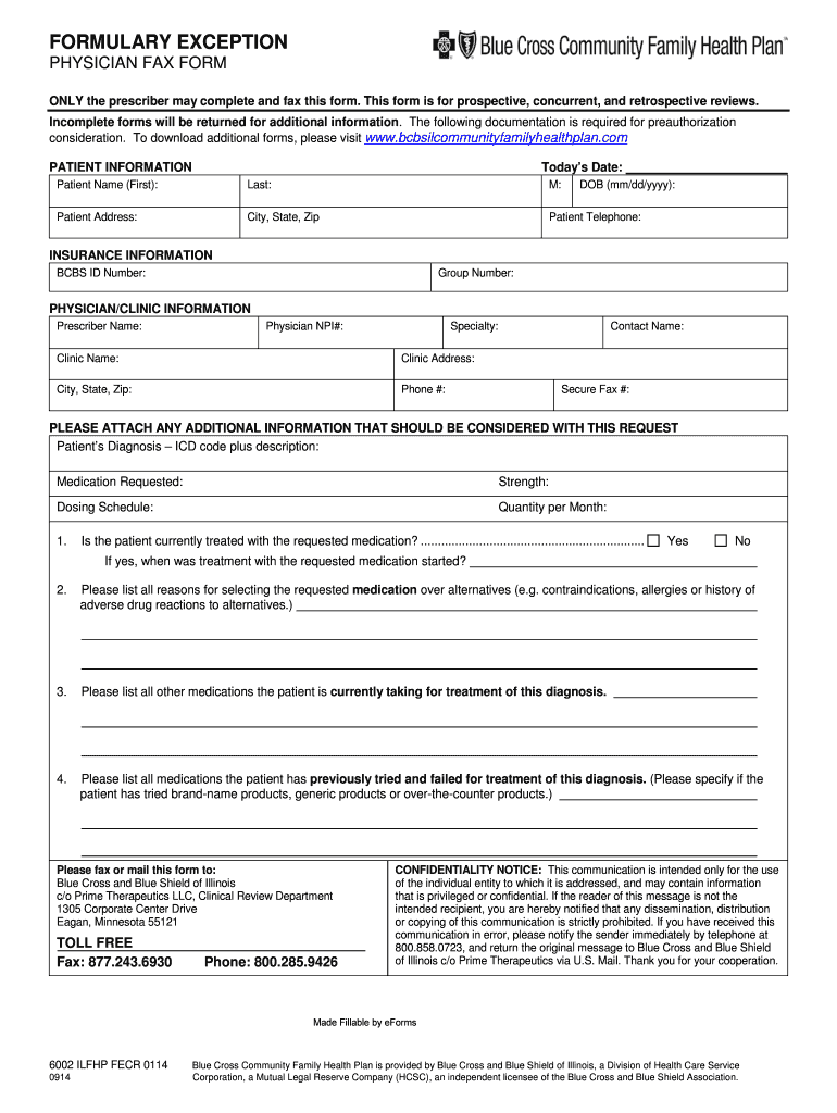  FORMULARY EXCEPTION PHYSICIAN FAX FORM 2014