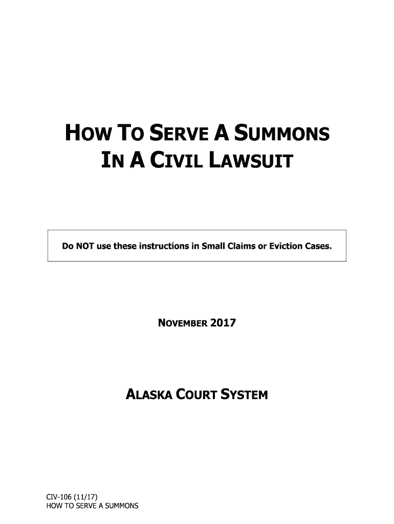  Alaska How to Serve a Summons in a Civil Lawsuit Civil Forms 2017