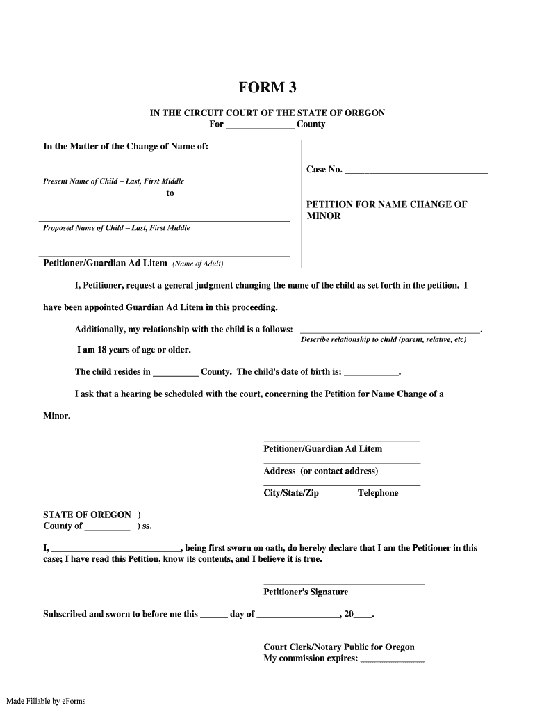 Change of Name or Sex Oregon Gov  Form