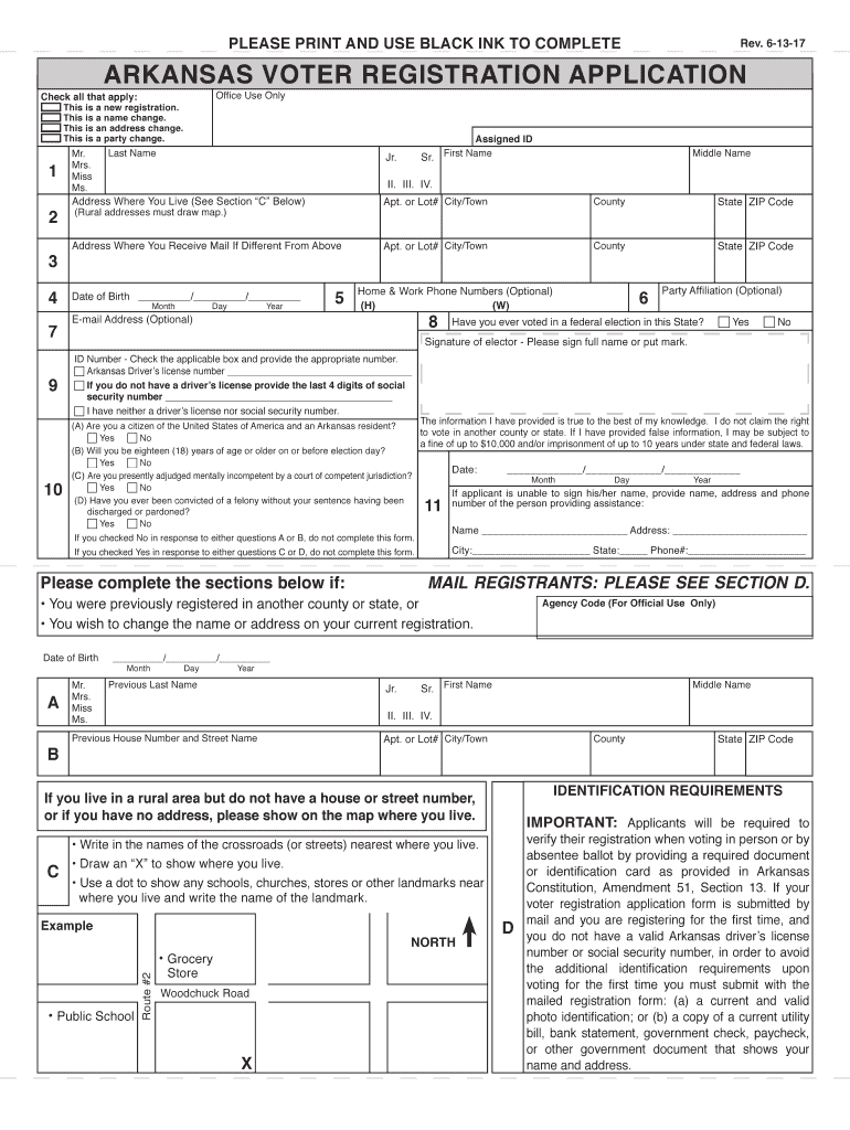  State of Delaware All in One Form to Register to Vote or 2017