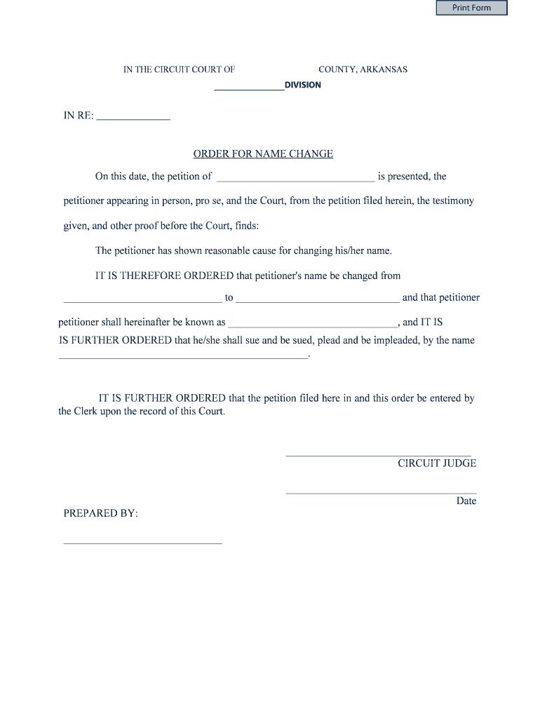 Name Changes Pro Bono Attorney Application Arkansas  Form