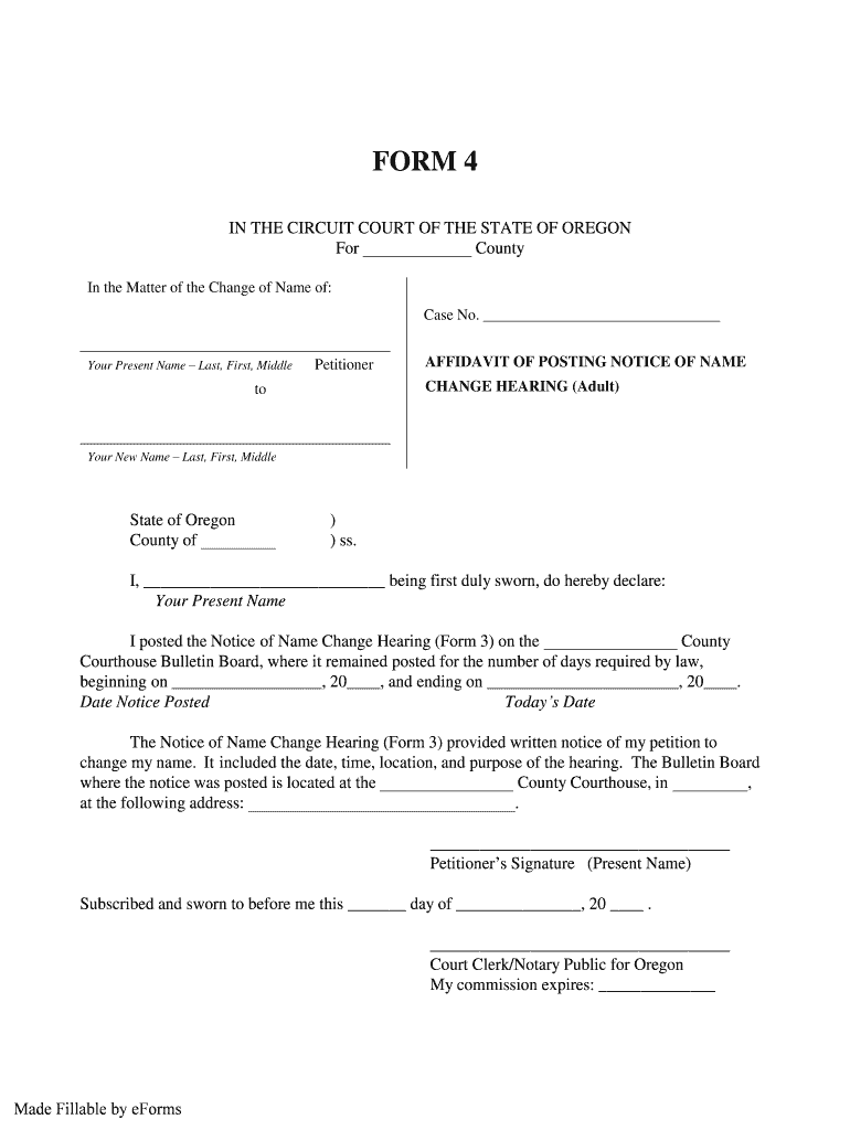 Order to Give Notice of Name Change Hearing Minor 4  Form