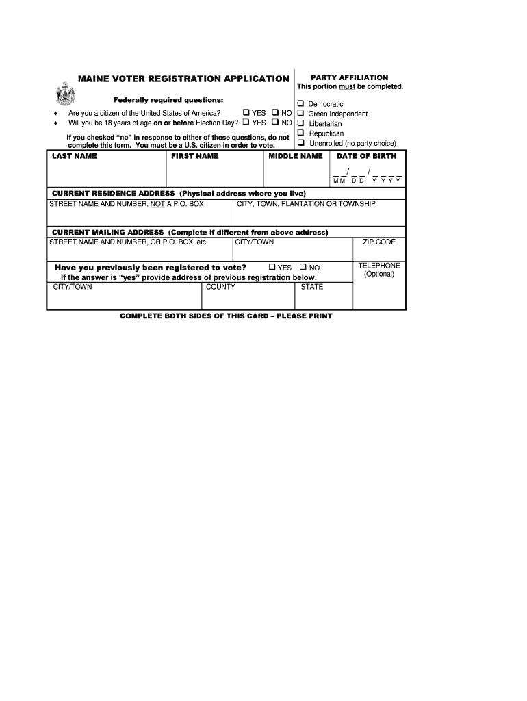  Maine Voter Registration Form 2016-2024