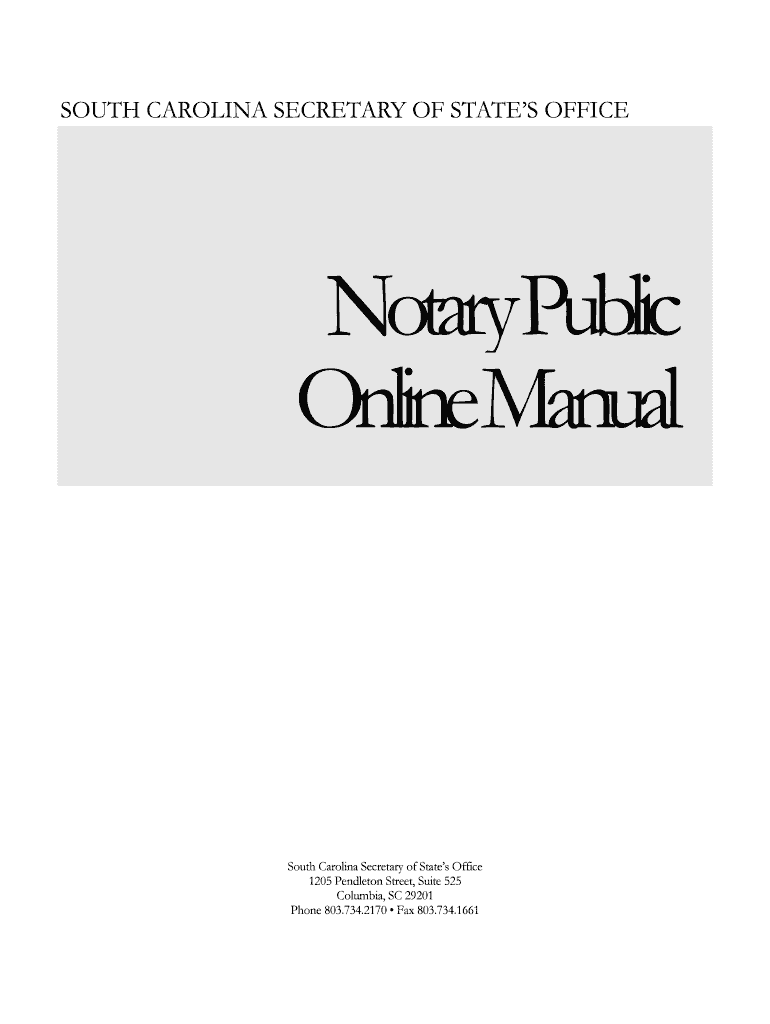 Sc Notary Public Manual  Form
