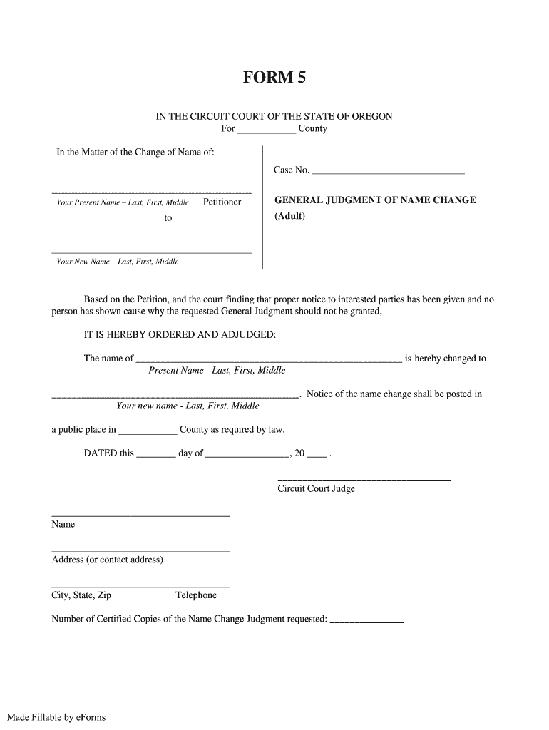 FILING for SEPARATION Oregon Judicial Department  Form