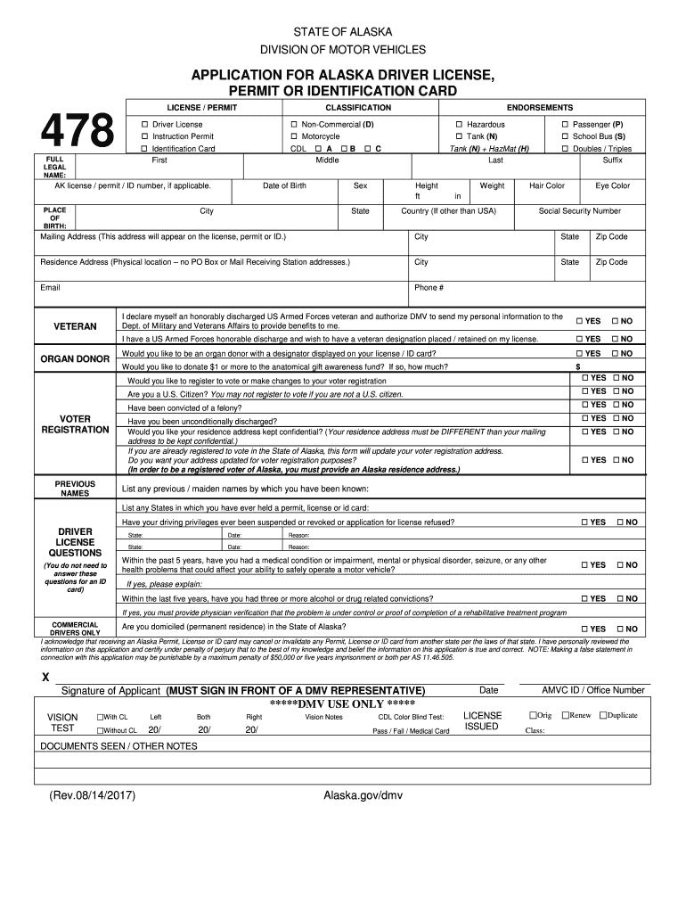  Alaska Dmv Form 478 2017-2024