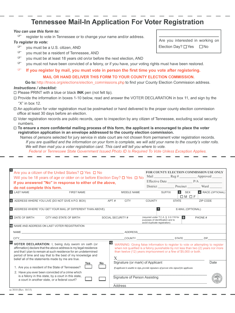  Tn Voter Registration Application 2015-2024