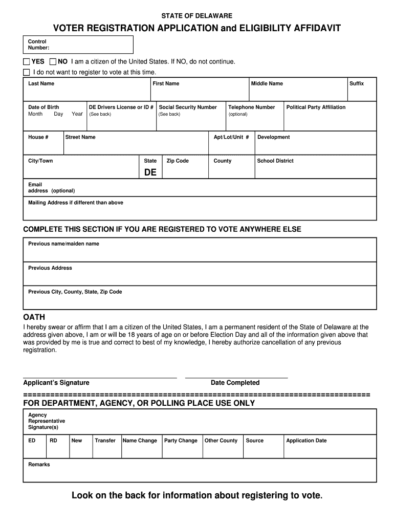 Delaware Online Voter Regiration Form