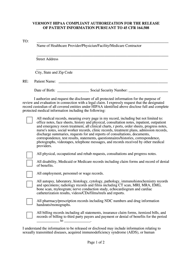 Authorization to Use or Disclose Patient Information Effective