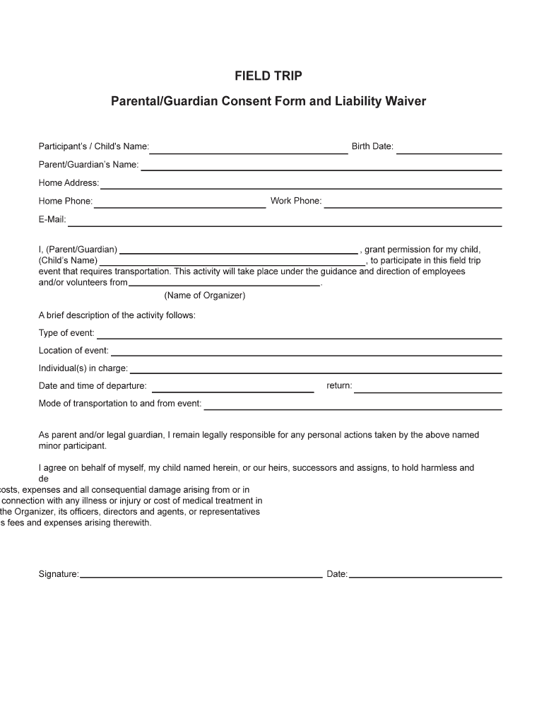 Parental Field Trip Consent Form