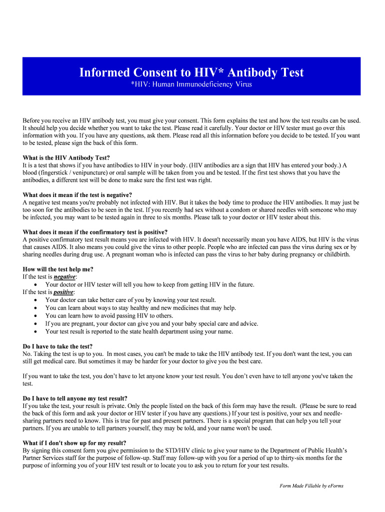 Consent Antibody Test Form