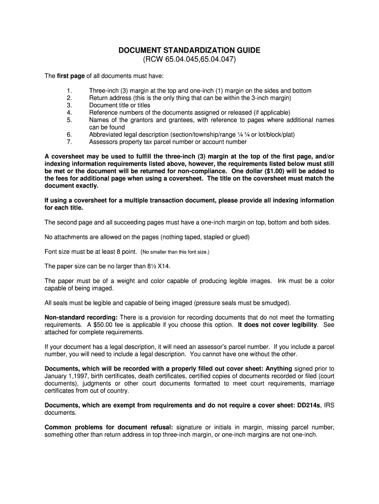 DOCUMENT STANDARDIZATION GUIDE  Form