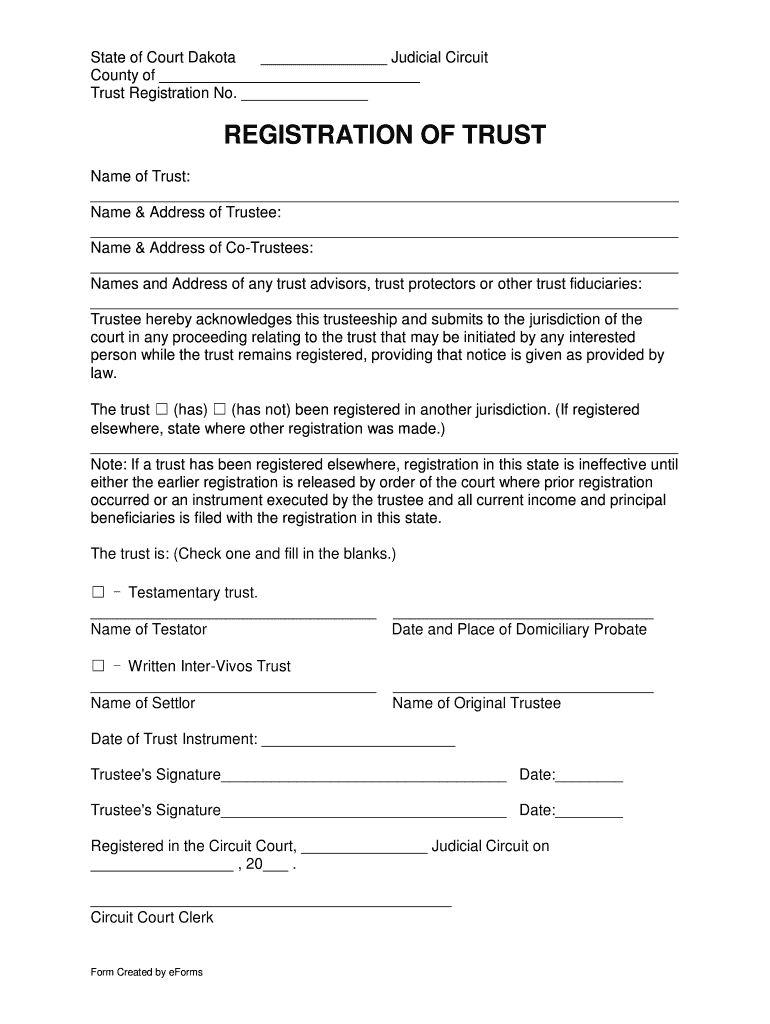 Form 4441 Statement of Trust Missouri Department of