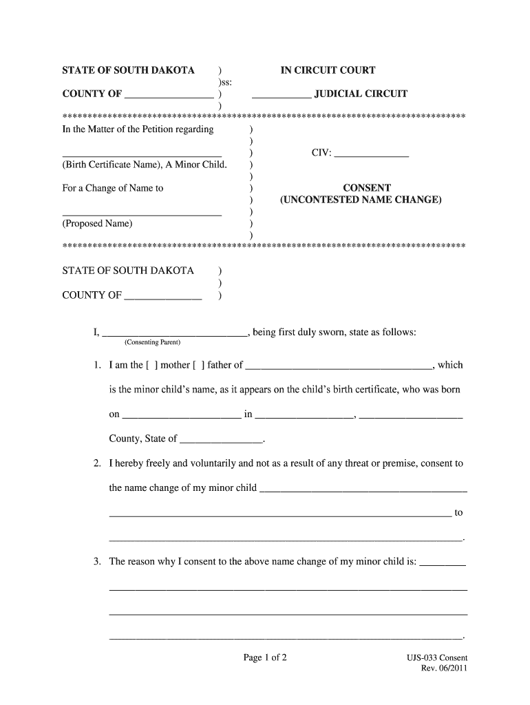Get and Sign STATE of SOUTH DAKOTA in CIRCUIT COURT SS in the Matter 2011-2022 Form