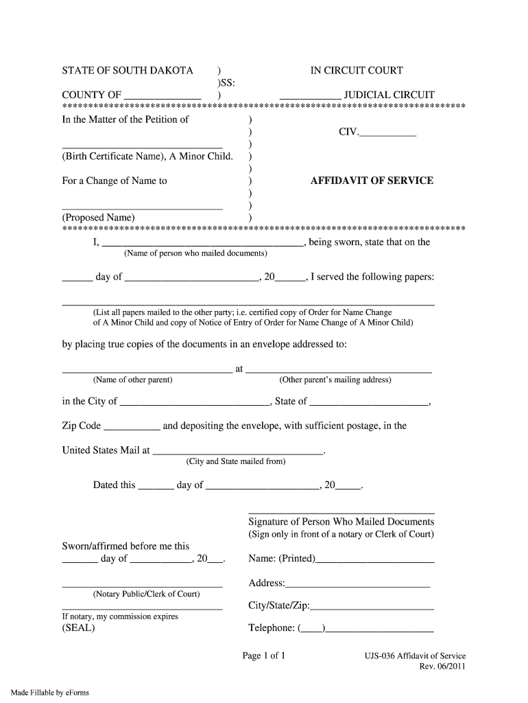  STATE of SOUTH DAKOTA in CIRCUIT COURT SS COUNTY of 2011-2024