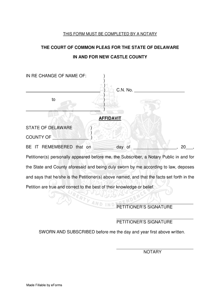 Delaware New Castle County Affidavit  Form