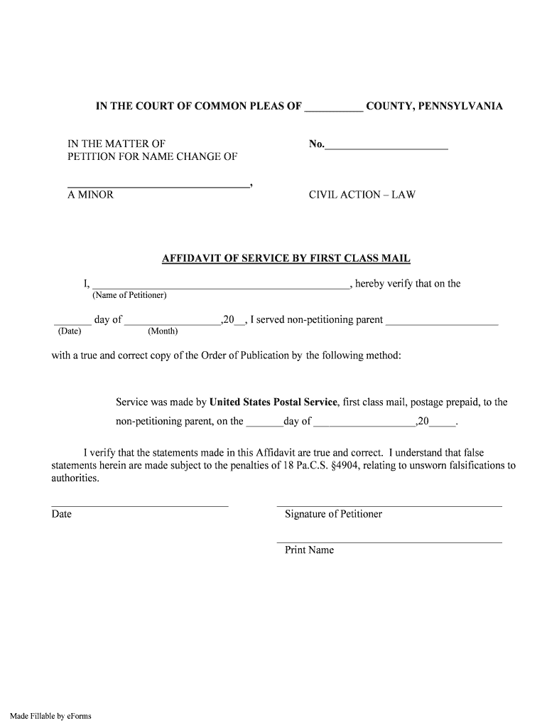 Court of Common Pleas of Philadelphia County for  Form
