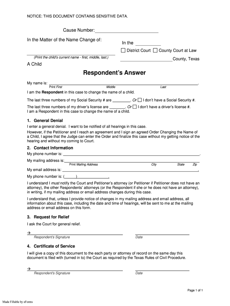 Get and Sign Respondents Answer  Form