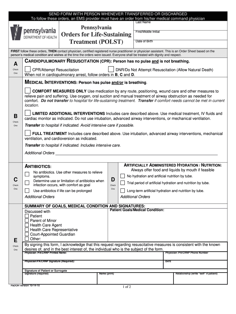  SEND FORM with PERSON WHENEVER TRANSFERRED or DISCHARGED 2010