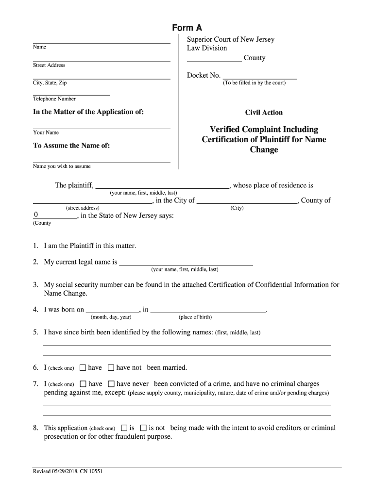 Get and Sign Fillable Online Superior Court of New Jersey CIVIL ACTION 2018-2022 Form