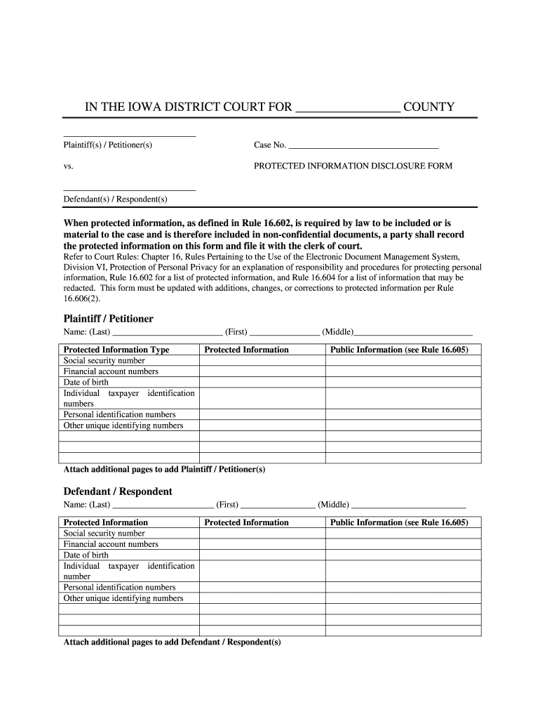 Ia Information Form