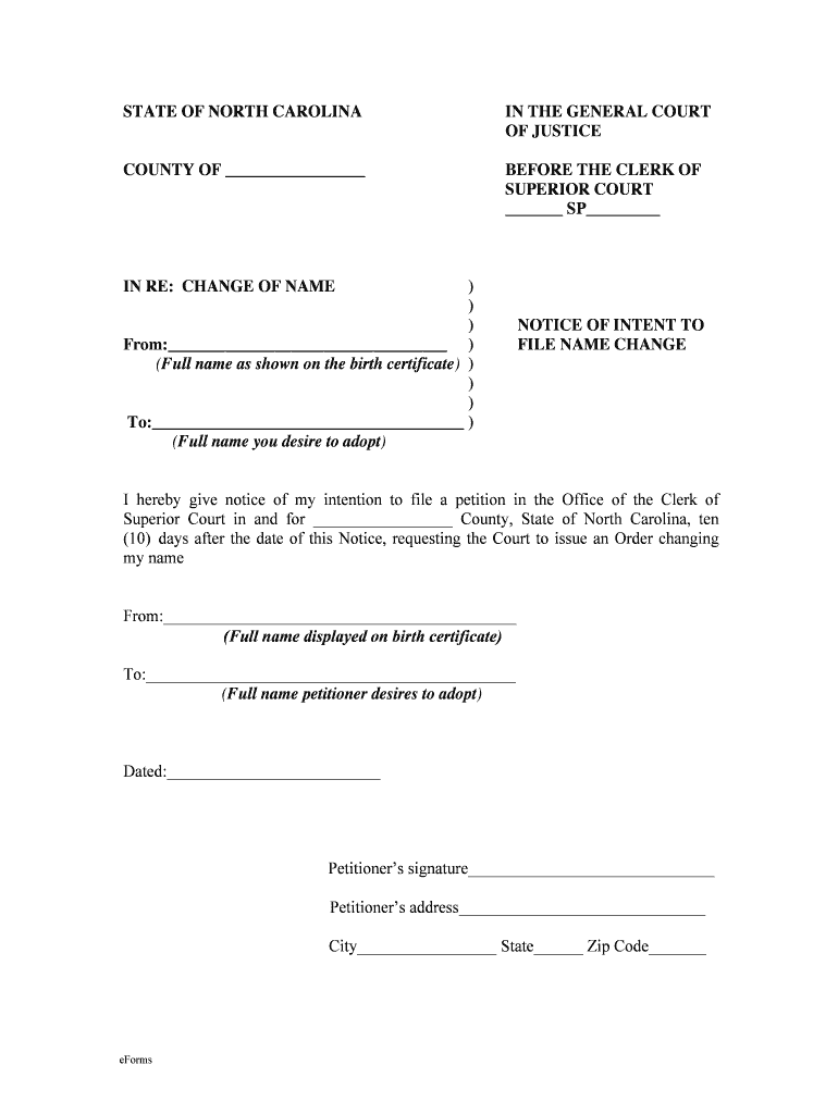 INSTRUCTIONS for LEGAL NAME CHANGE Harnett County  Form