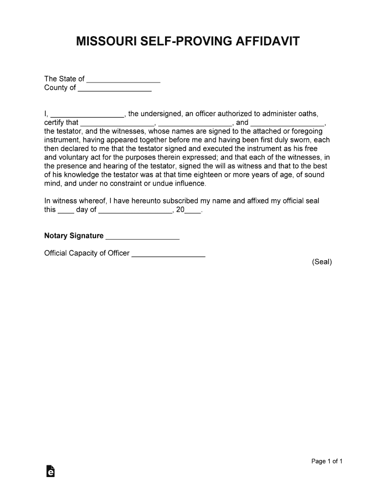 Missouri Self Proving Affidavit Form