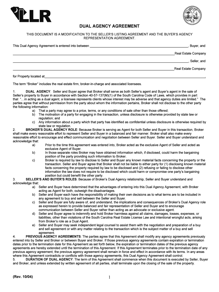 South Carolina Dual Agency Consent Form