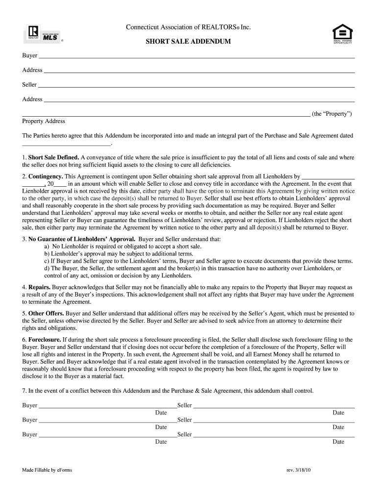Connecticut Short Sale Addendum  Form