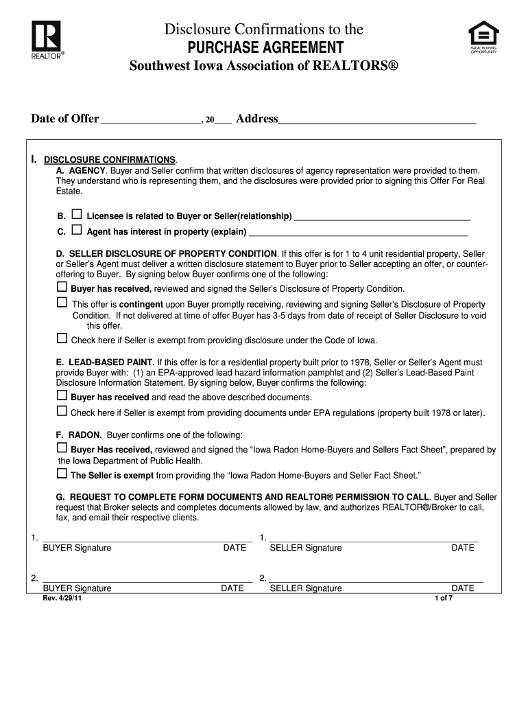 Seller Property Condition Disclosure Iowa Professional  Form