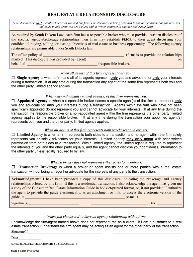 South Dakota Relationships Disclosure  Form