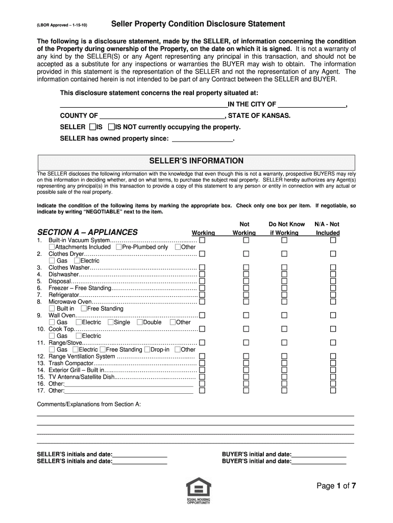 Sellers Disclosure MLS&Rules Final Draft DOC  Form