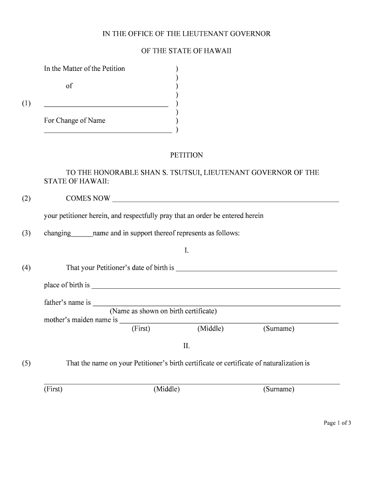 Name Changes Josh Green Hawaii Gov  Form