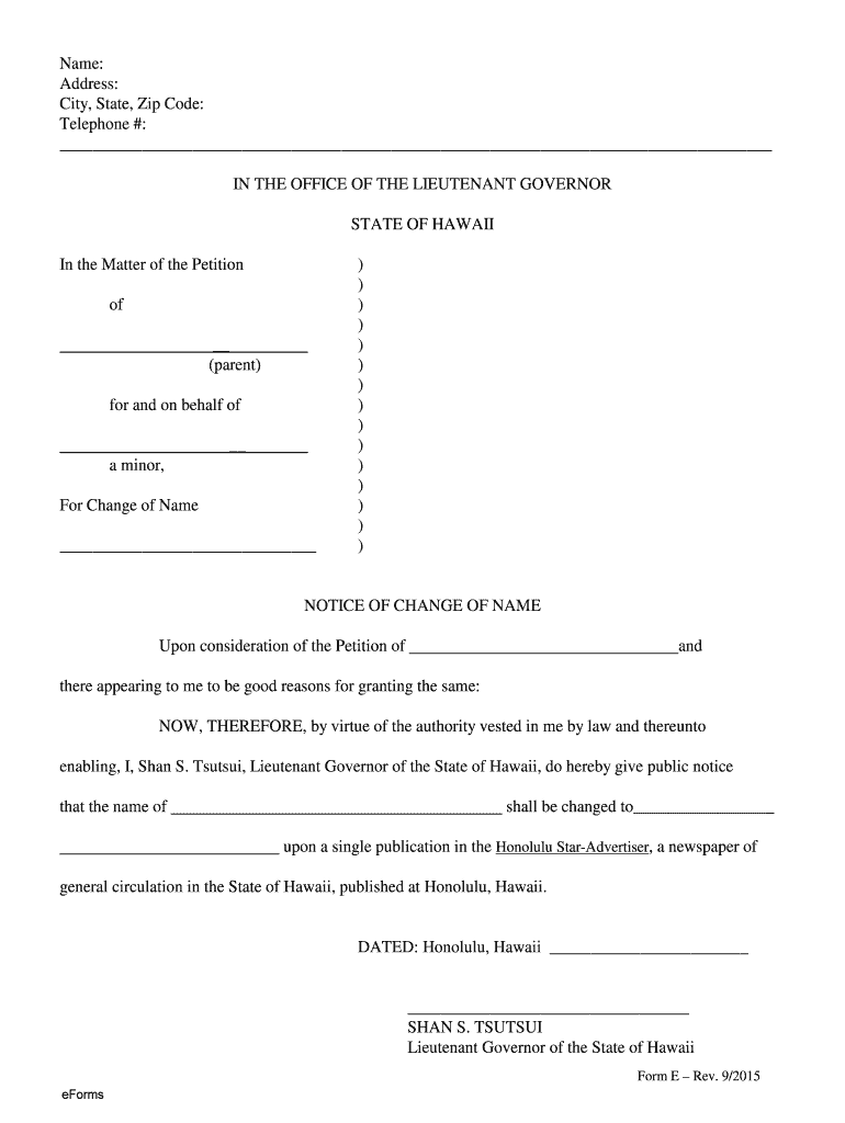 State of Hawaii Online Name Change System Hawaii Gov  Form